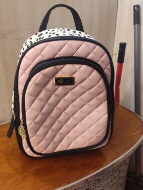 Quilted Pink betsy johnson Backpack with Dalmatian Accent